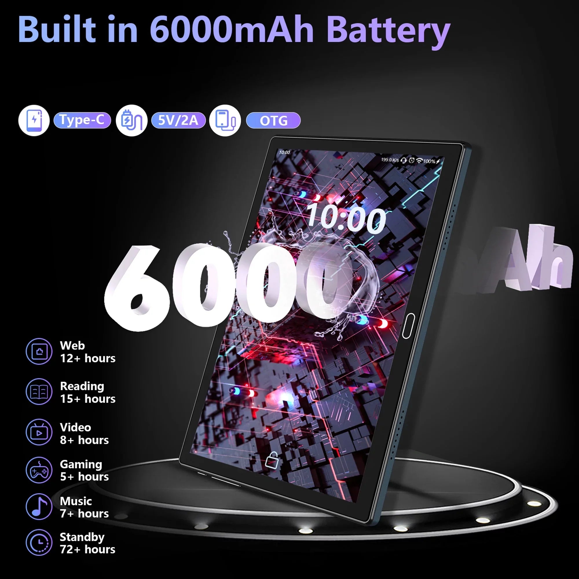 Android 11,Tablet with Keyboard,10 inch 2 in 1 Tablets,64GB ROM(up to 128GB Expand ),6000mAh Battery,Latest 1.6GHz Octa- 4G Cellular Tablet PC,Dual Camera,Wi-Fi,Bluetooth,GPS,Black