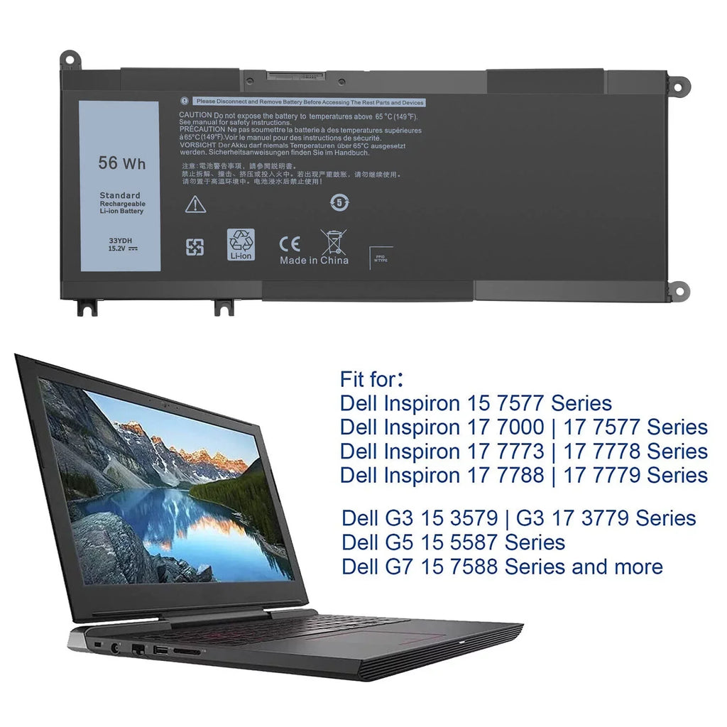 33YDH Laptop Battery For Inspiron 15 7000 17 7773 7778 7786 7779 2in1 G3 - Exclusive Design