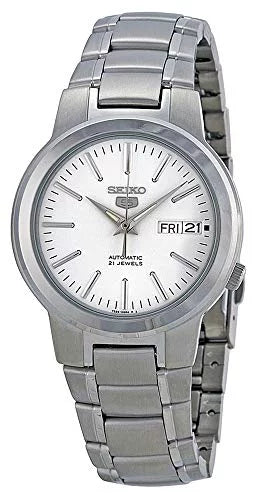 Stylish Seiko SNKA01 Men's 5 Automatic White Dial Stainless Steel Bracelet Watch