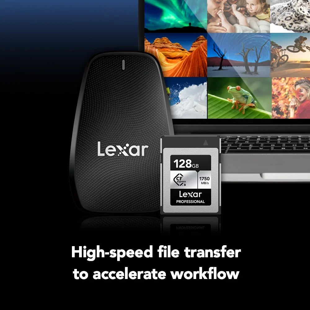 Lexar LCXEXSL128G-RNENG CFexpress Type B SILVER Series 128GB Memory Card Bundle with Professional 1667x 128GB SDXC Memory Card and LRW 520 CFexpress Type B/SD USB 3.2 Gen 2 Card Reader