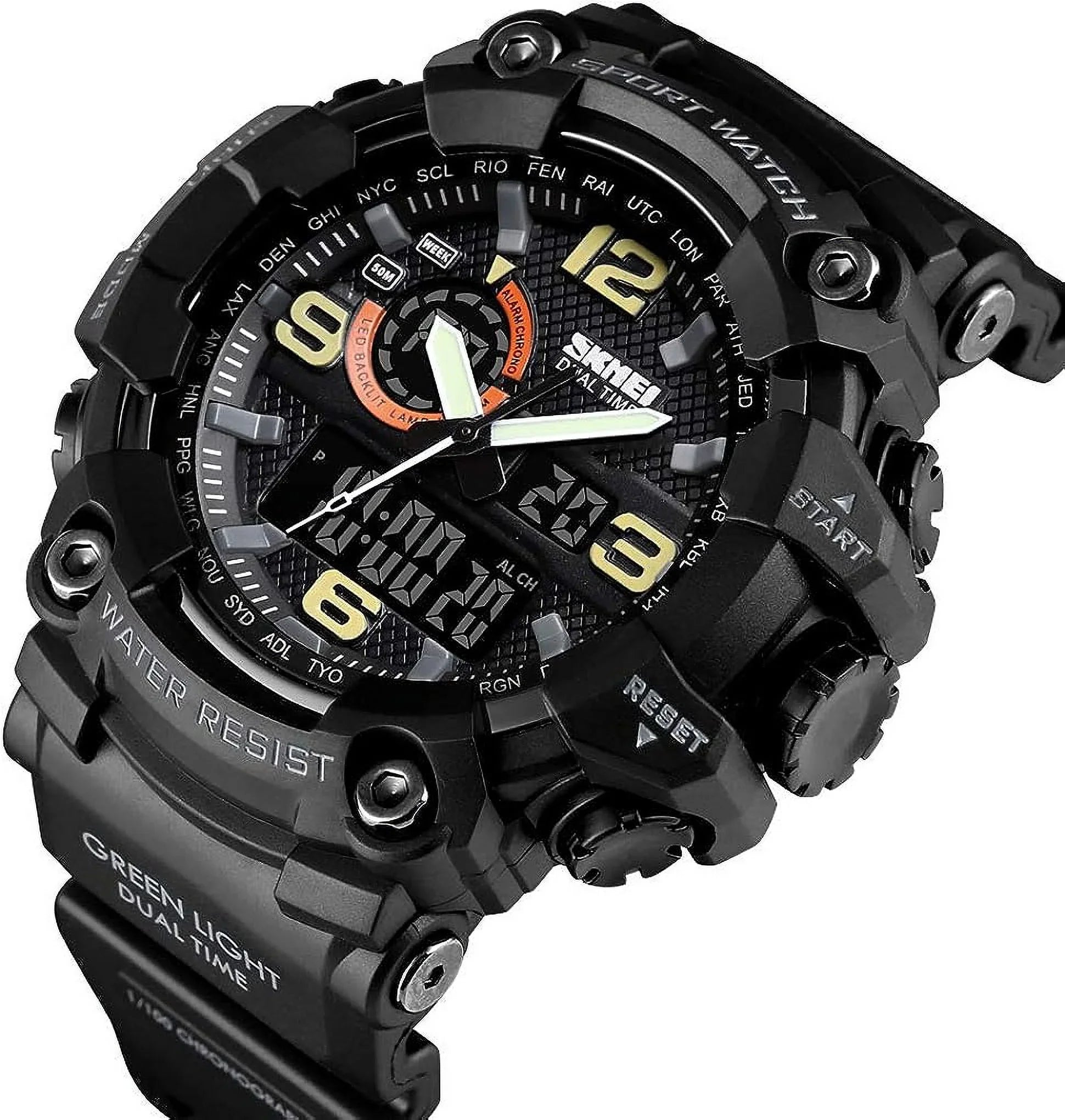 Gosasa Men's Watches Multi Function Military S-Shock Sports Watch LED Digital Waterproof Alarm Watches