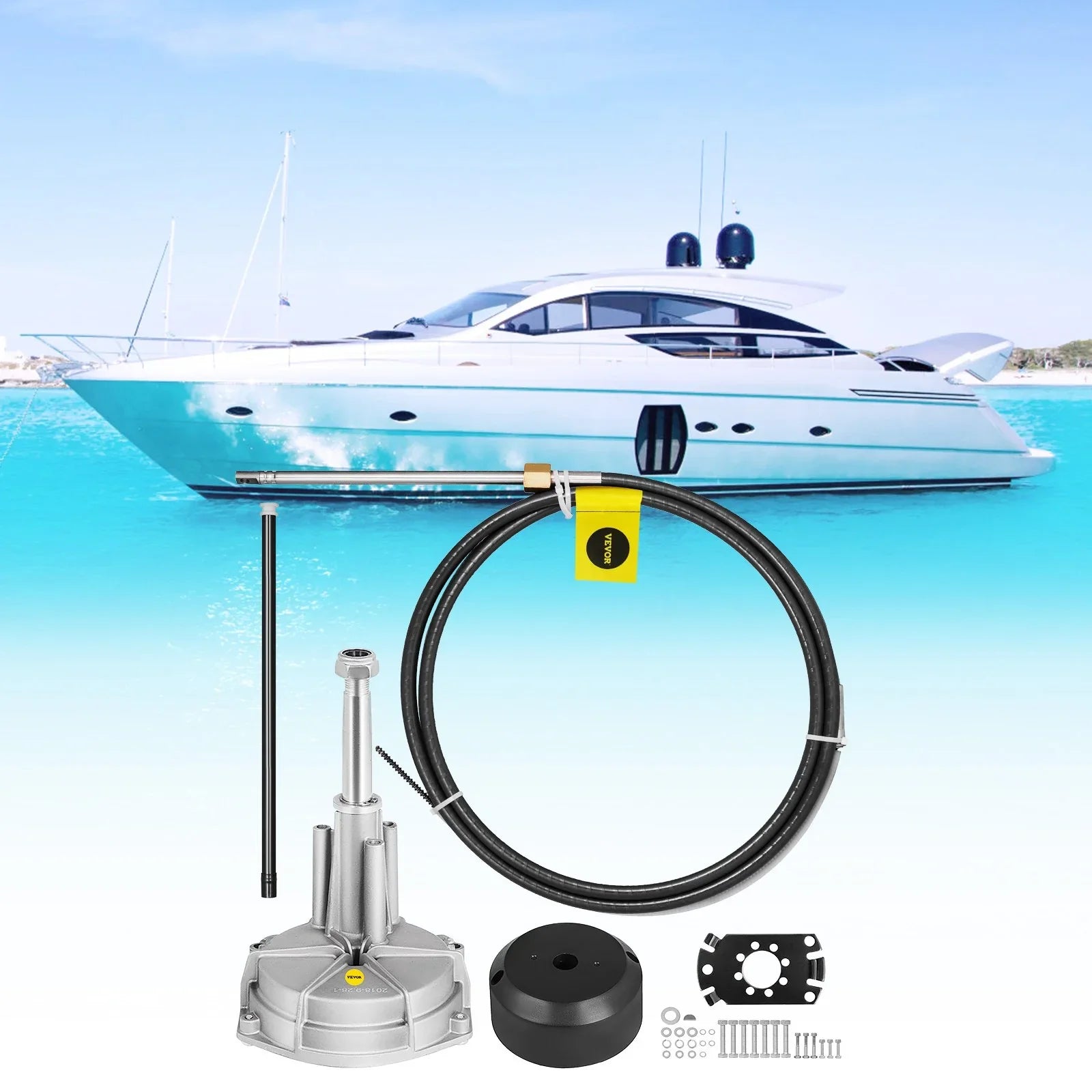 Stylish VEVOR Boat Steering Cable 14' Outboard Rotary Steering Kit