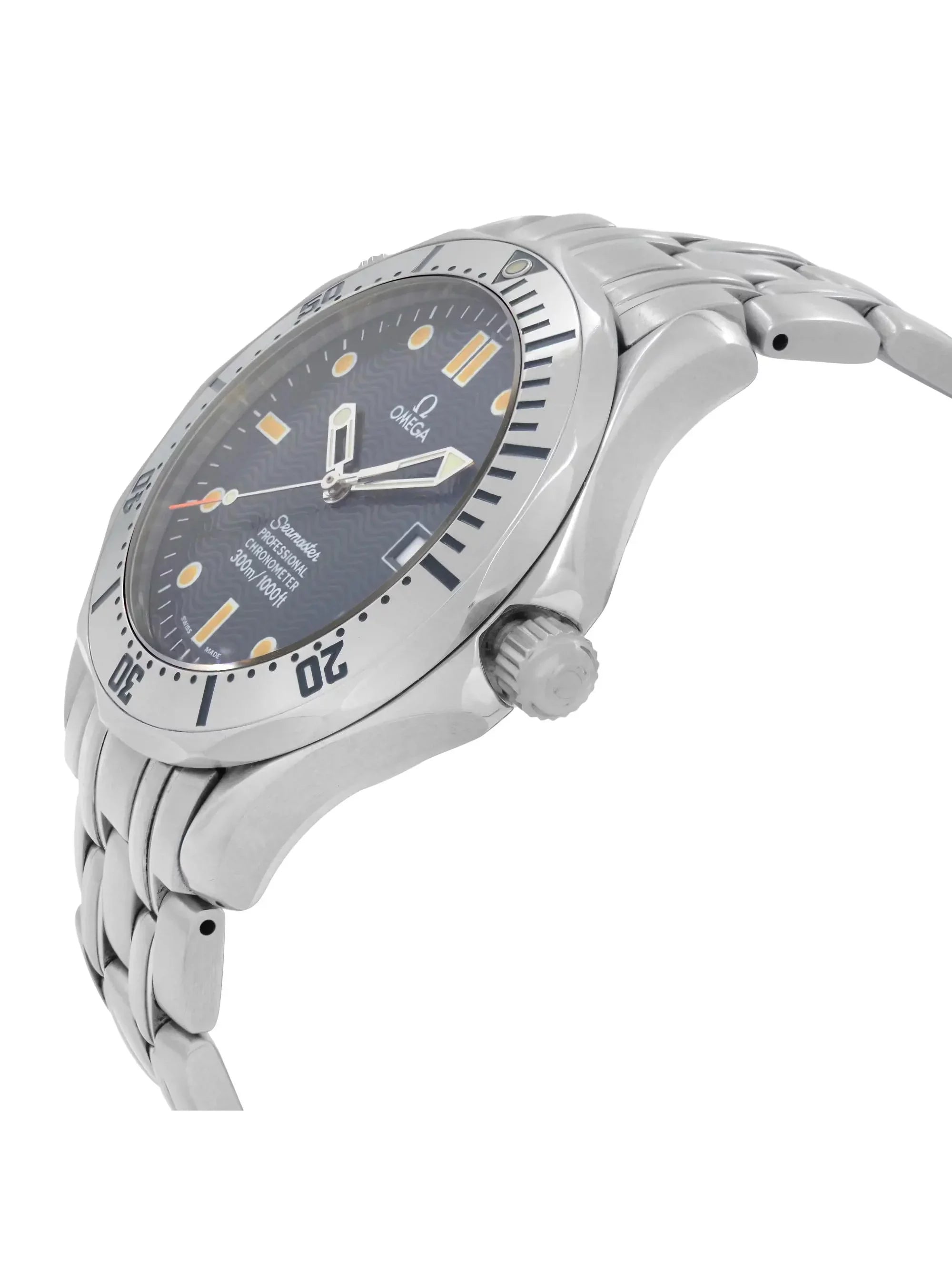 Omega Seamaster 41mm Diver 300m Steel Blue Wave Dial Automatic Men Watch 2532.80