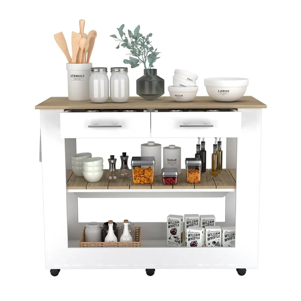 Home Square 2-Piece Set with Wood Kitchen Island and Utility Sink