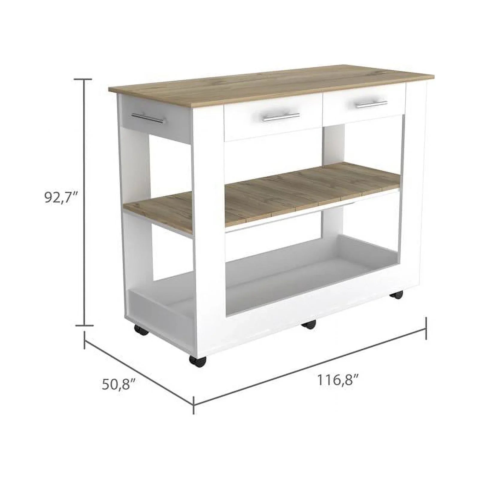 Home Square 2-Piece Set with Wood Kitchen Island and Utility Sink