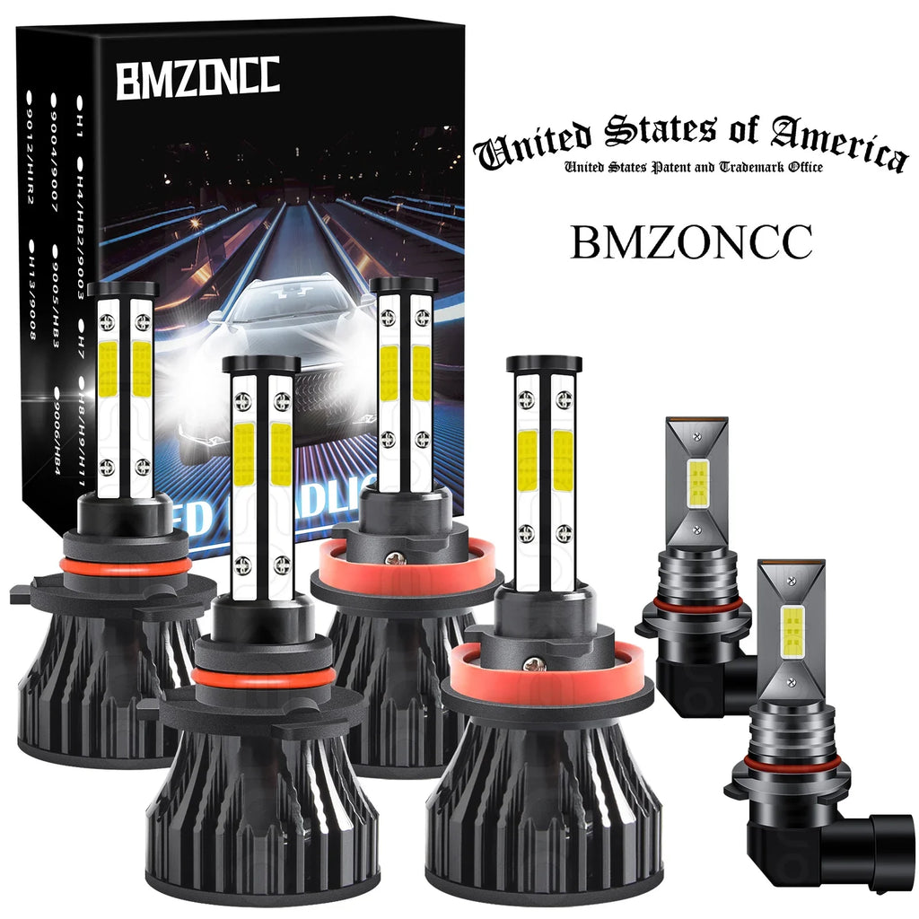 BMZONCC For Ford F-150 2015 2016 2018 2019 2020 Front LED Headlight High/Low Beam+Fog Lamp Bulbs 6000k