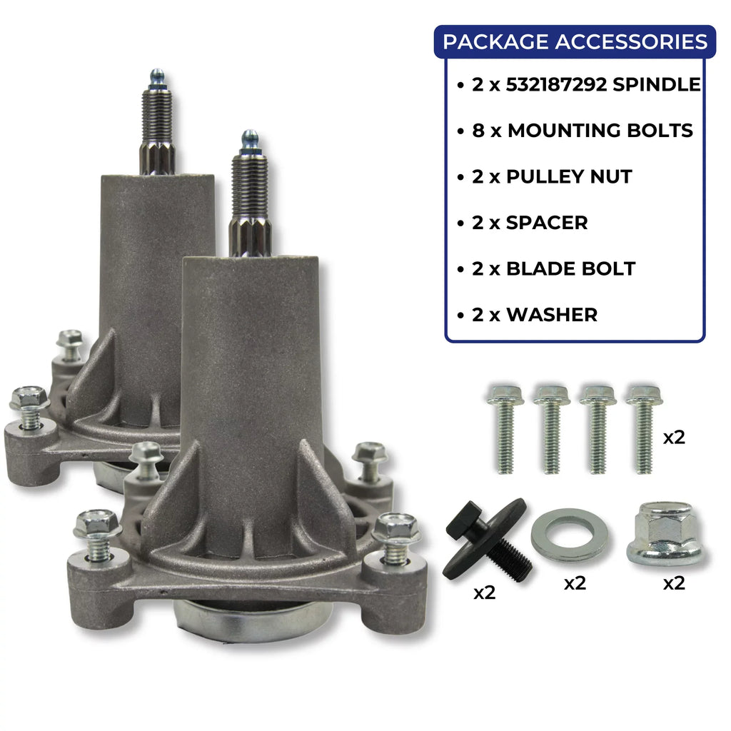 Jeremywell Spindle Assembly Replaces AYP Husqvarna 532187292 532192870 46" 48" 54" (2PCs) - Exclusive Design