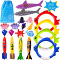 Playoza Summer Pool Diving Swimming Toys for Kids,Fun Swim Games Set, Underwater Dive Gifts with Storage Bag,20 Pack Swimming Pool Toys Swim Learning & Diving Skill Development for Boys Girls - Exclusive Design