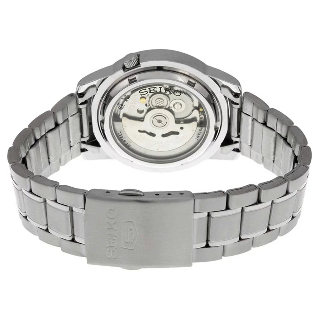 Seiko Men's Automatic Stainless Steel White Dial Day Date 30M Watch SNKK25