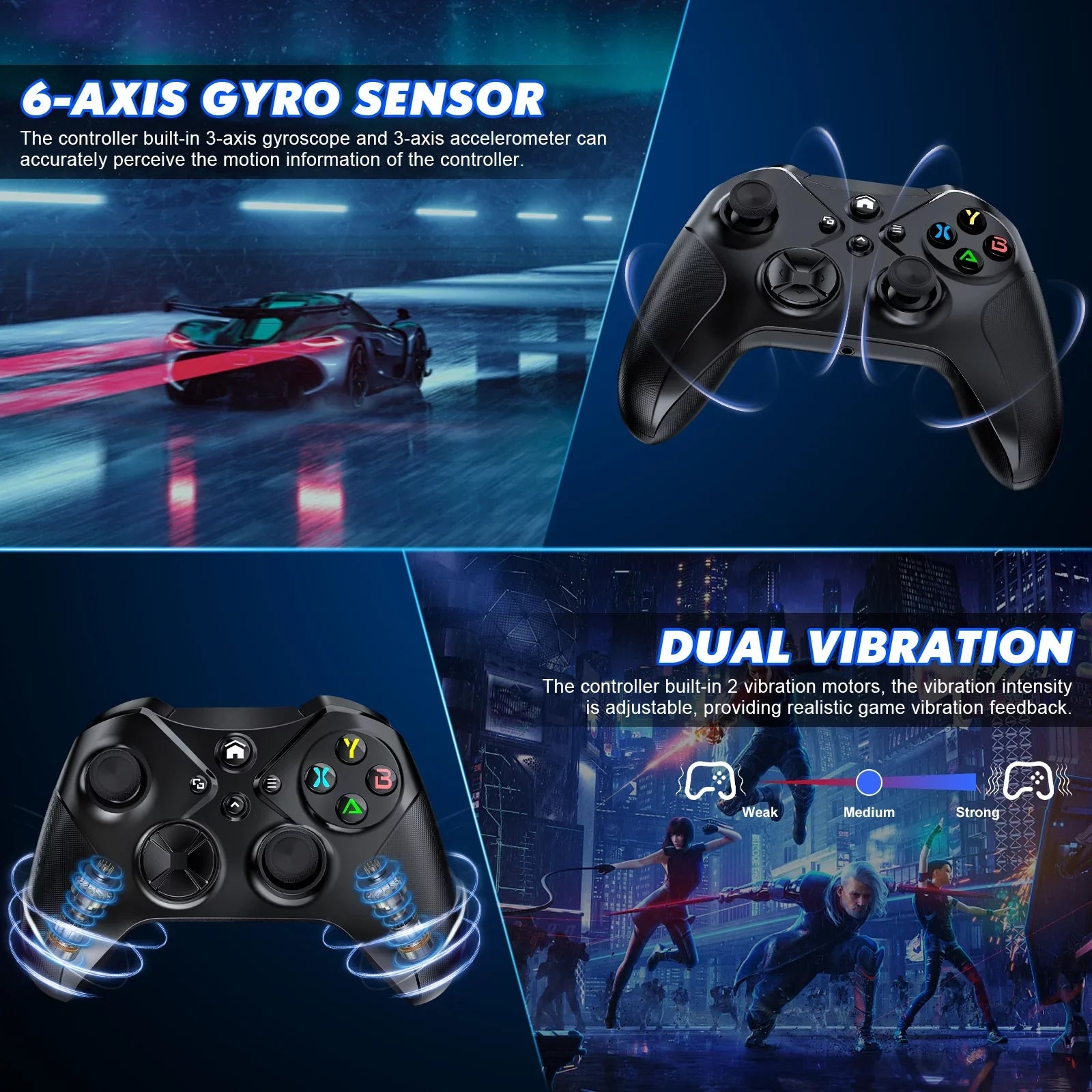 Wireless Xbox Controller for Xbox One X-S/ Xbox Series X-S/ PC, Support Turbo and Macro Function, with Six-Axis Sensor and Dual Vibration