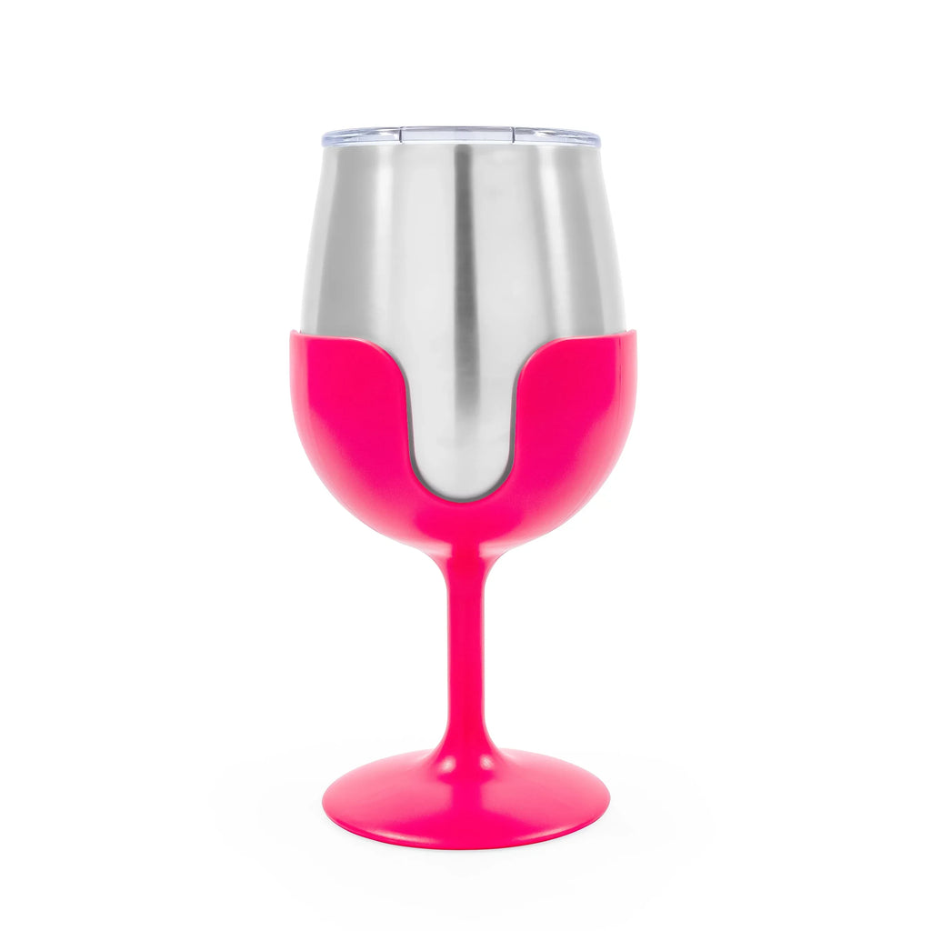 Stylish Camco Life is Better at the Campsite Wine Tumblers | Features a Vacuum Insulated Kitchen Grade 18/8 Stainless Steel Construction, 4 Colorful Removable Stems, and Comes in a 8oz Size (53068)