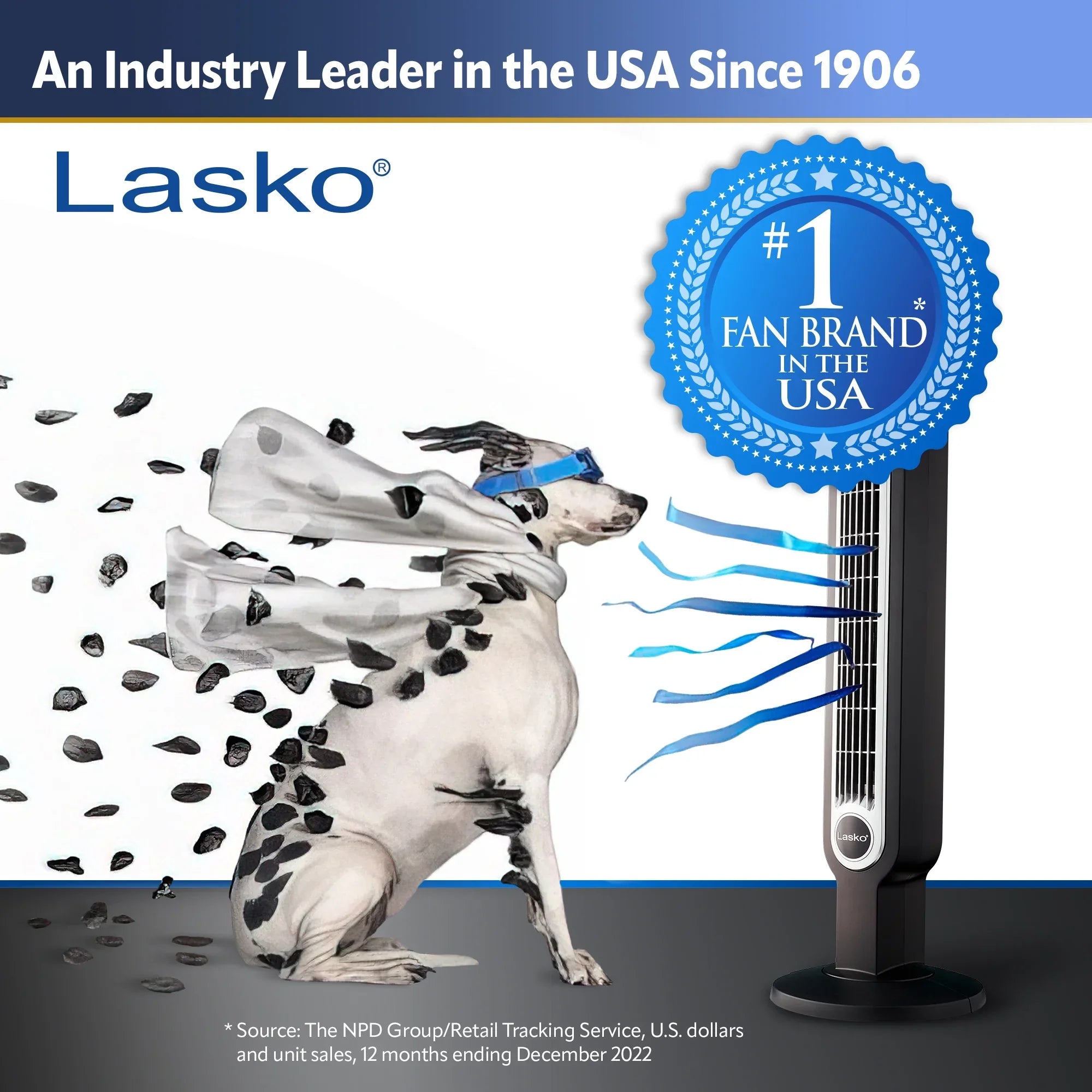 Stylish Lasko 38" 4-Speed Hybrid Tower Fan with Timer, Remote Control, Black/Silver, T38415, New