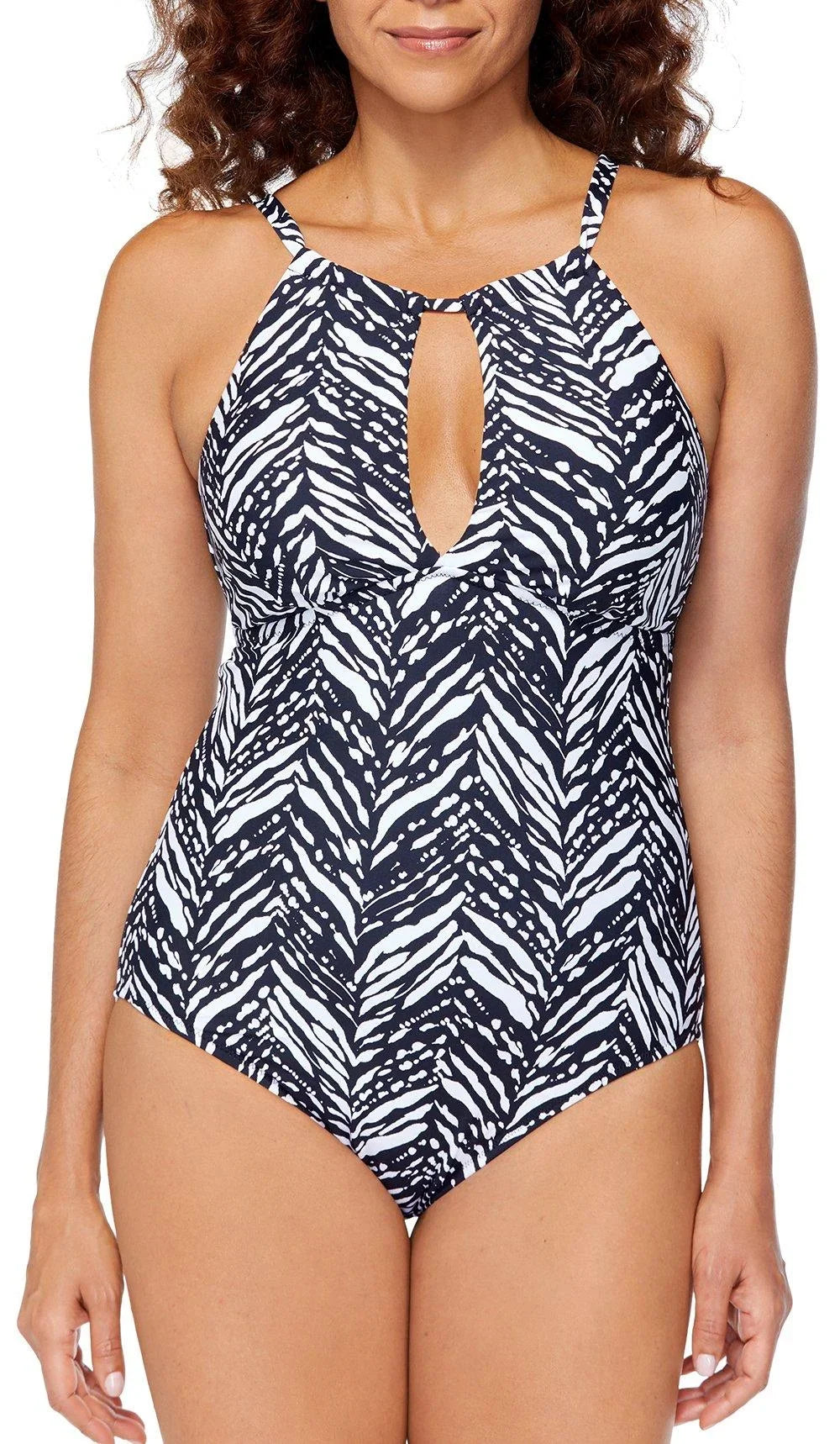 Stylish Leilani Womens Kalahari Poolside One Piece Swimsuit 6 Black/white