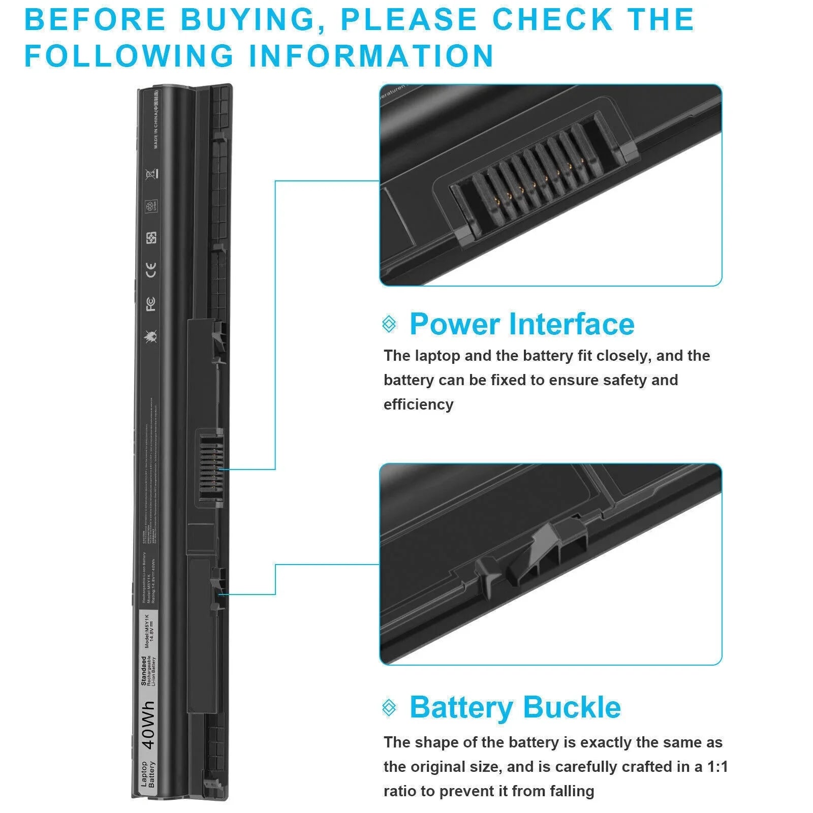 GXVJ3 HD4J0 K185W Battery for Inspiron 14 15 17 5000 3000 Series 5559 5558 3551 2700mAh