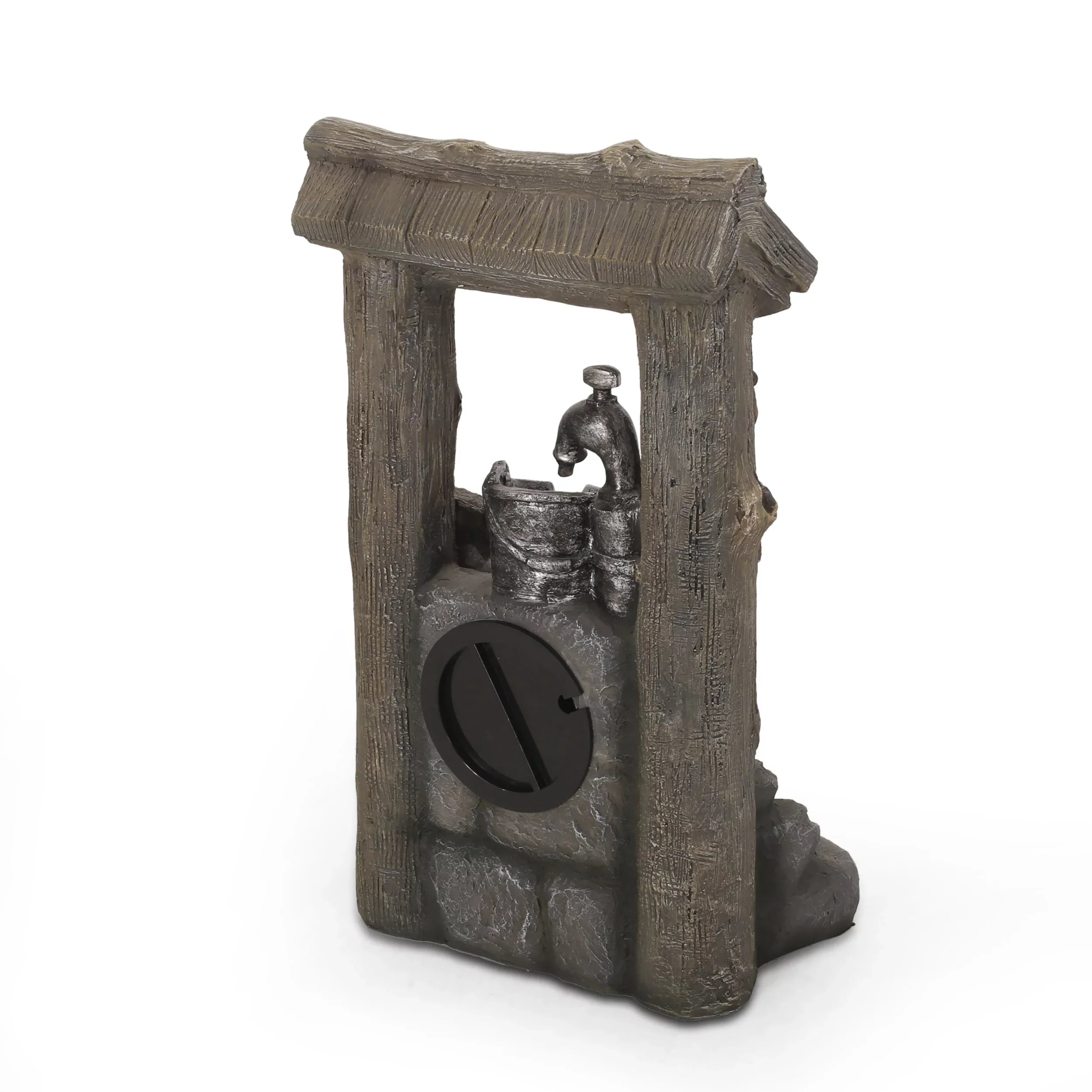Stylish Noble House Berrien Outdoor 3-Tier Bucket Fountain, Brown and Gray