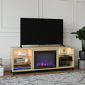 Ameriwood Home Lumina Deluxe Fireplace TV Stand for TVs up to 70" in Blonde Oak - Exclusive Design