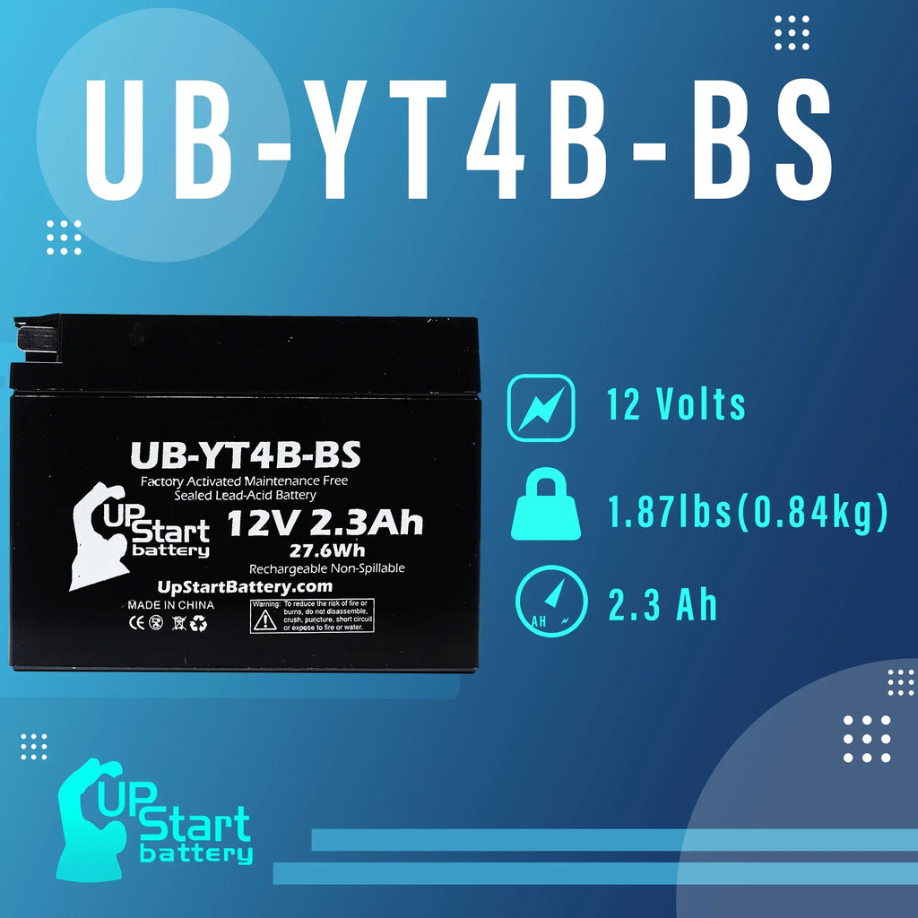 Stylish 3-Pack UpStart Battery Replacement for 2002 Yamaha SR400 400CC Factory Activated, Maintenance Free, Motorcycle Battery - 12V, 2.3Ah, UB-YT4B-BS