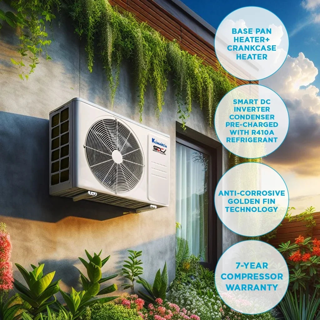 Klimaire 9,000 Btu 21.5 SEER2 Ductless Mini-Split Heat Pump Air Conditioner up to 400 sq. ft. - Exclusive Design