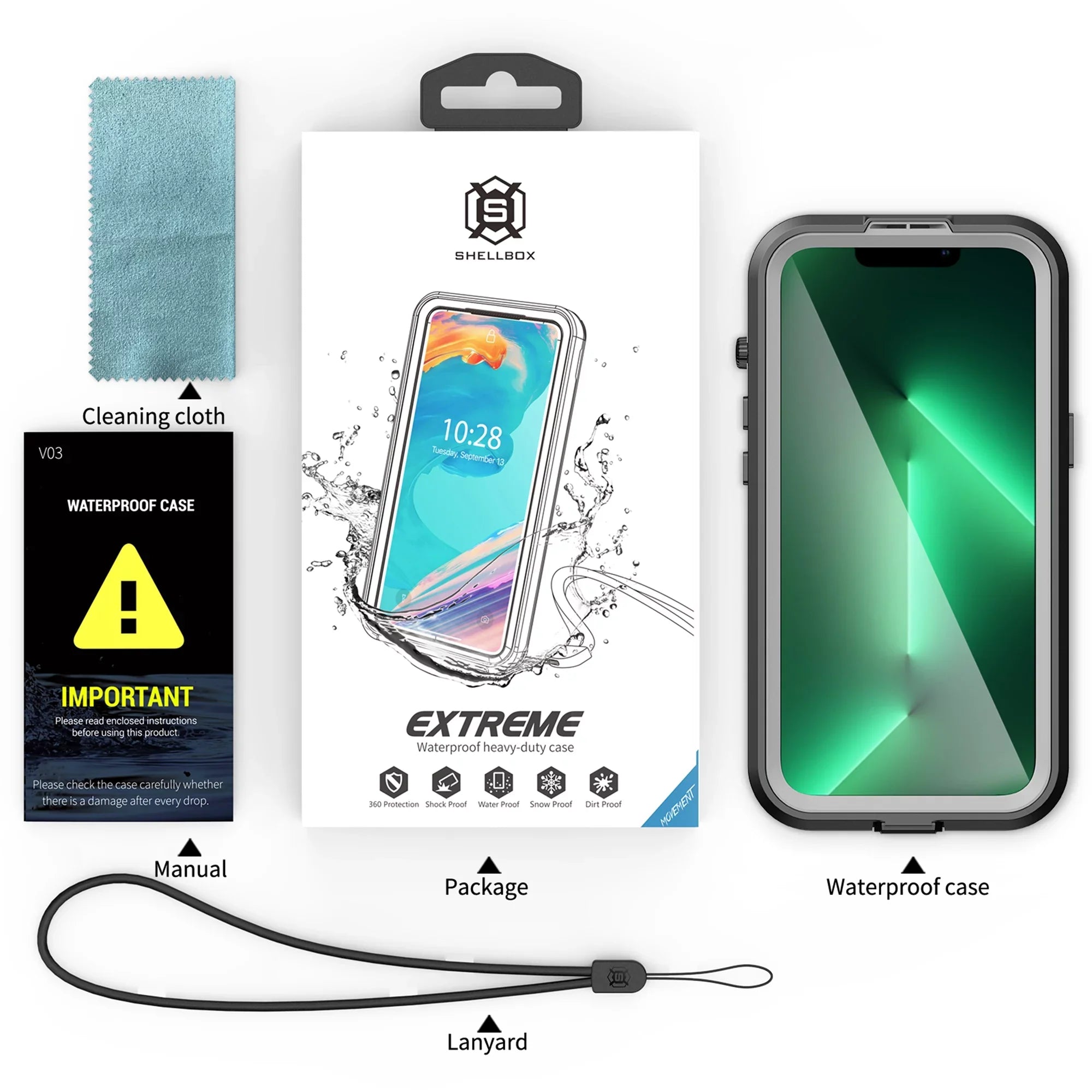 for iPhone 14 Case Magsafe, Waterproof with Built in Screen Protector, Heavy Duty Protective Cover Phone Case iPhone 14 6.1 inch for Women/Men, Black