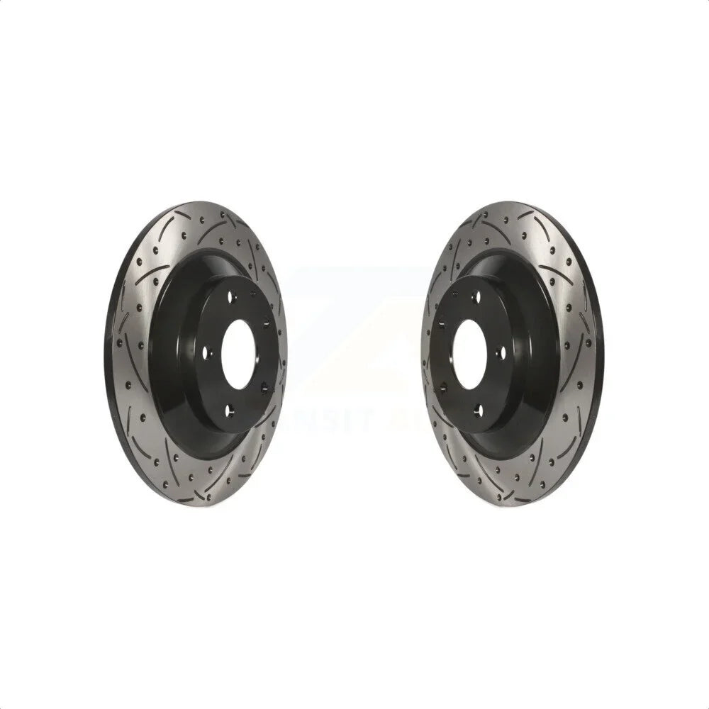 Rear Coated Drilled Slotted Disc Brake Rotors Pair For Mazda CX-5 CX-30 MX-30 EV KD-100187