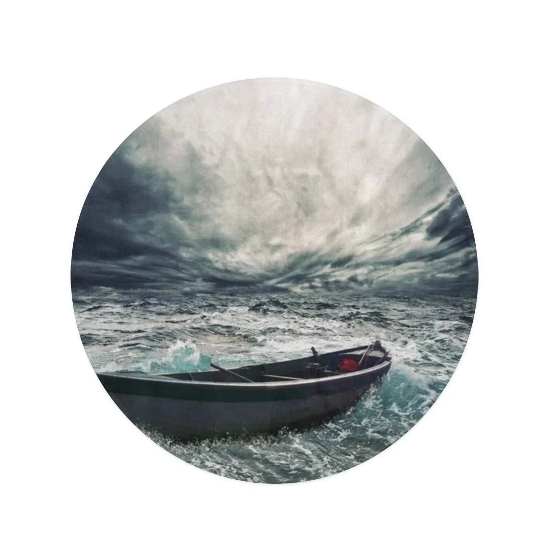 KDAGR 60 inch Round Beach Towel Blanket Storm Abandoned Boat in Stormy Sea Sky Dramatic Fishing Travel Circle Circular Towels Mat Tapestry Beach Throw - Exclusive Design