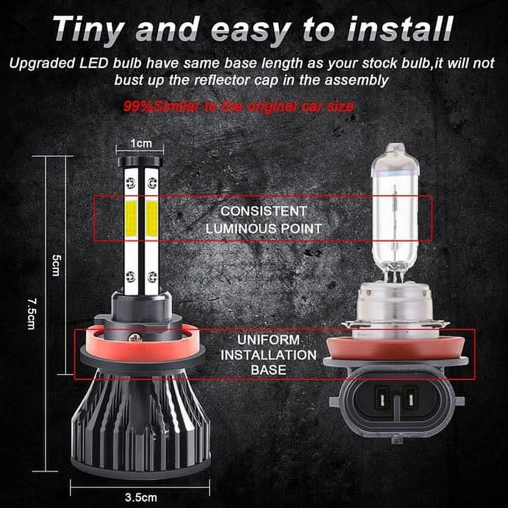 BMZONCC For Ford F-150 2015 2016 2018 2019 2020 Front LED Headlight High/Low Beam+Fog Lamp Bulbs 6000k