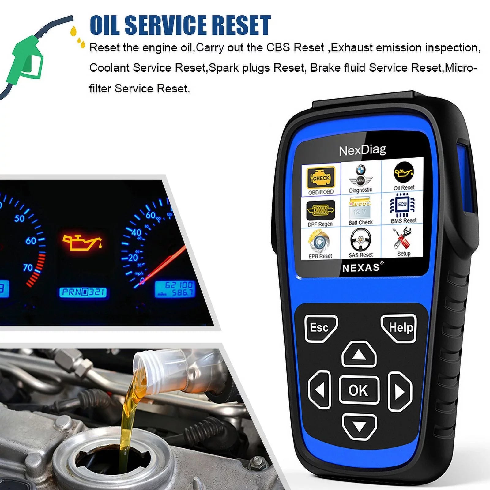 Stylish NEXAS ND601 OBD2 Scanner Fits for BMW & MINI Multi-System Diagnostic Scanner Automotive Diagnostic Maintenance Tool DPF Regen BMS Reset Check Engine Code Reader for Vehicles after 1996