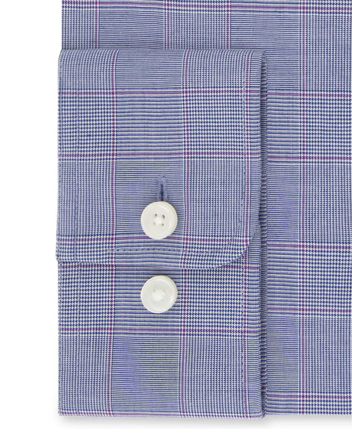 Tommy Hilfiger Menâs Fitted TH Flex Performance Stretch Moisture-Wicking Purple Check Dress Shirt(Purple, 15.5X34-35
