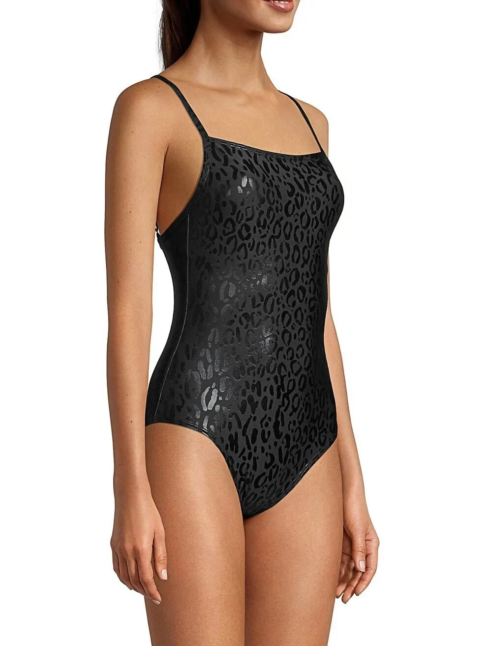 DKNY BLACK Leopard-Print One-Piece Swimsuit, US Small