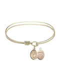 Stylish 6 1/4 inch Oval Eye Hook Bangle Bracelet w/ St. Christopher/Paratroopers in Gold-Filled
