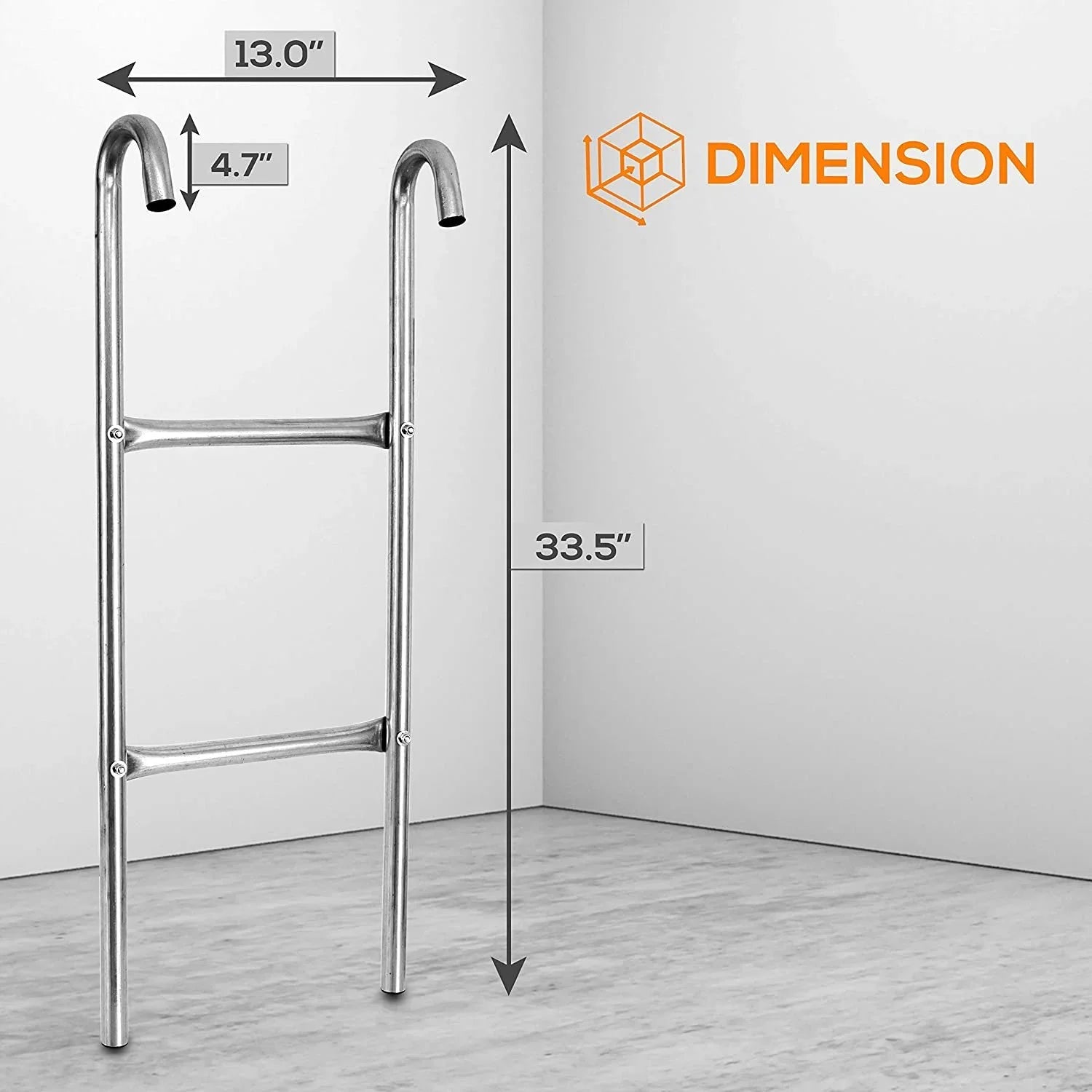 Stylish SereneLife 2 Step Weather Resistant Galvanized Steel Trampoline Access Climbing Ladder - 4.7 inch.
