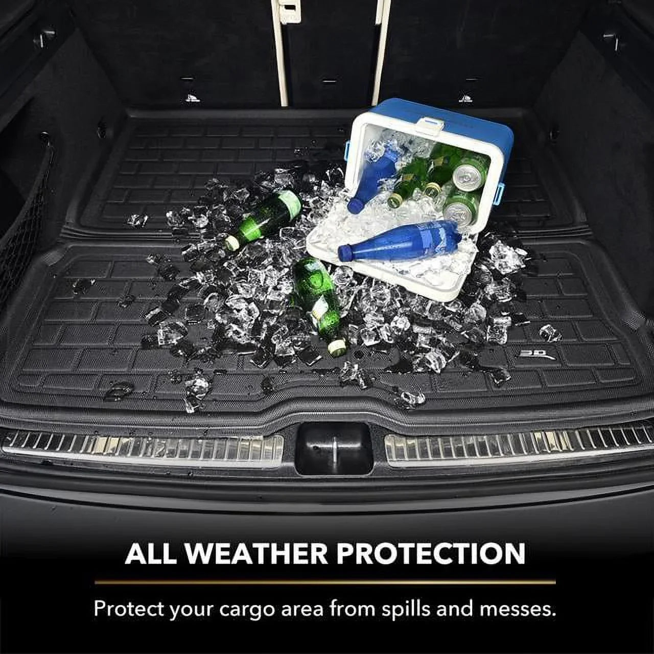 Stylish 3D MAXpider KAGU Cargo Liner (BLACK) compatible with MERCEDES-BENZ EQS 2022-2024 - Cargo Liner