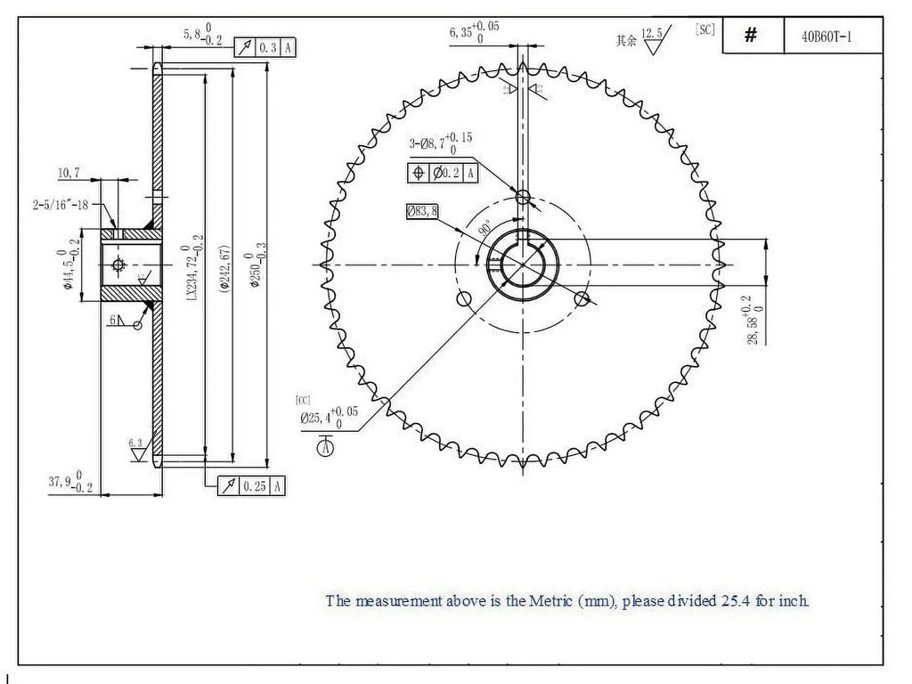 40B60T 1" Bore Go Kart Live Axle Sprocket 60 Teeth for 40 41 420 Roller Chain - Exclusive Design