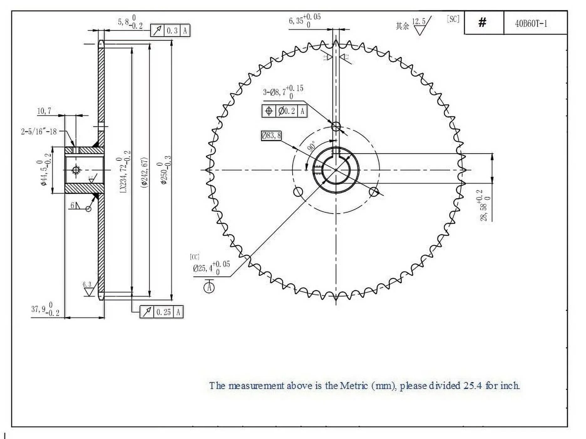 40B60T 1" Bore Go Kart Live Axle Sprocket 60 Teeth for 40 41 420 Roller Chain - Exclusive Design