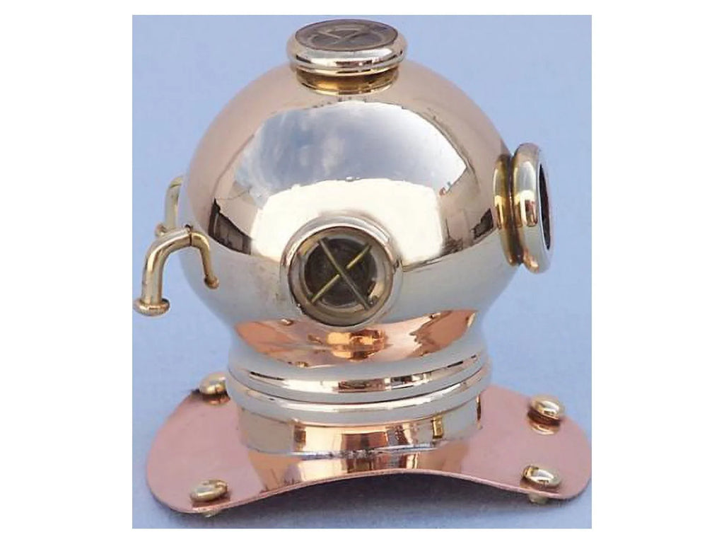 Stylish Handcrafted Model Ships Brass-Copper Diving Helmet Paper Weight 3 in. Decorative Accent