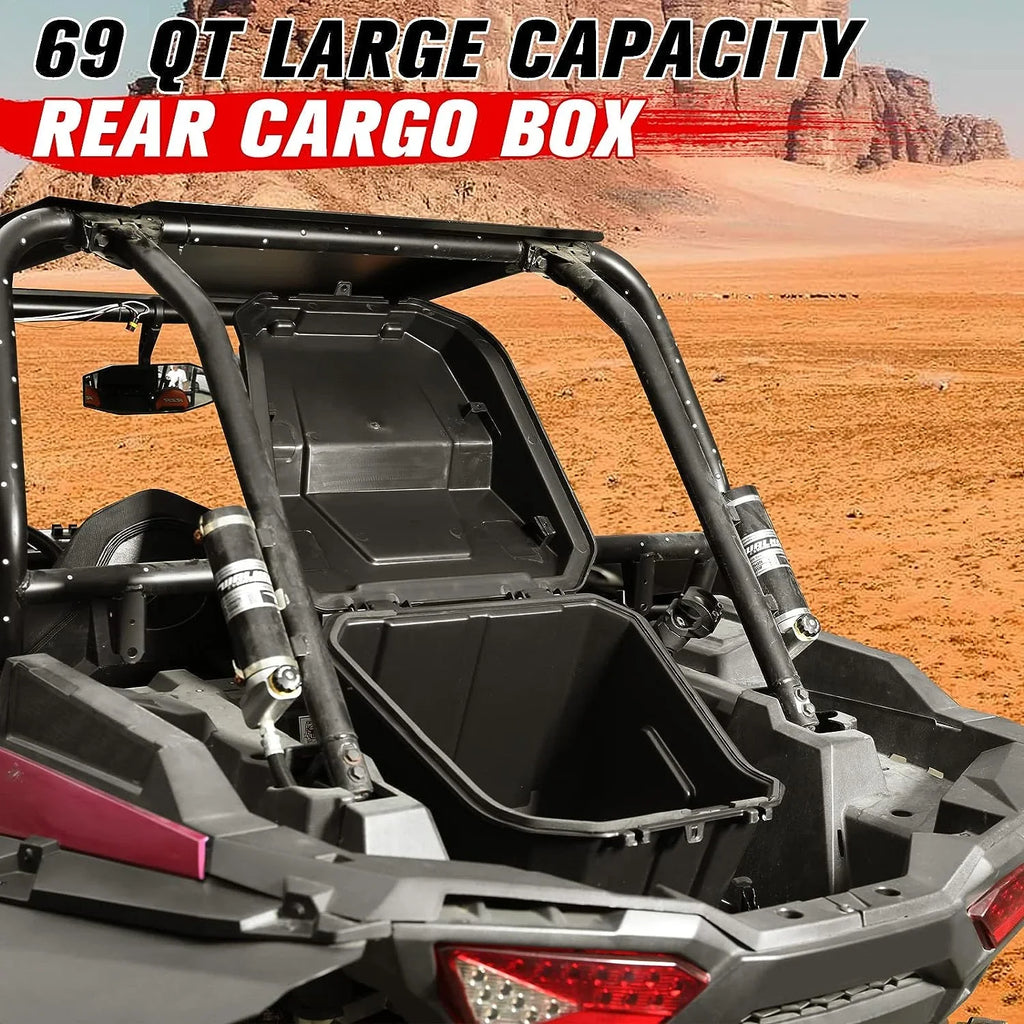 A & UTV PRO Rear Storage Cargo Box with Rubber Latch for Polaris RZR - Exclusive Design