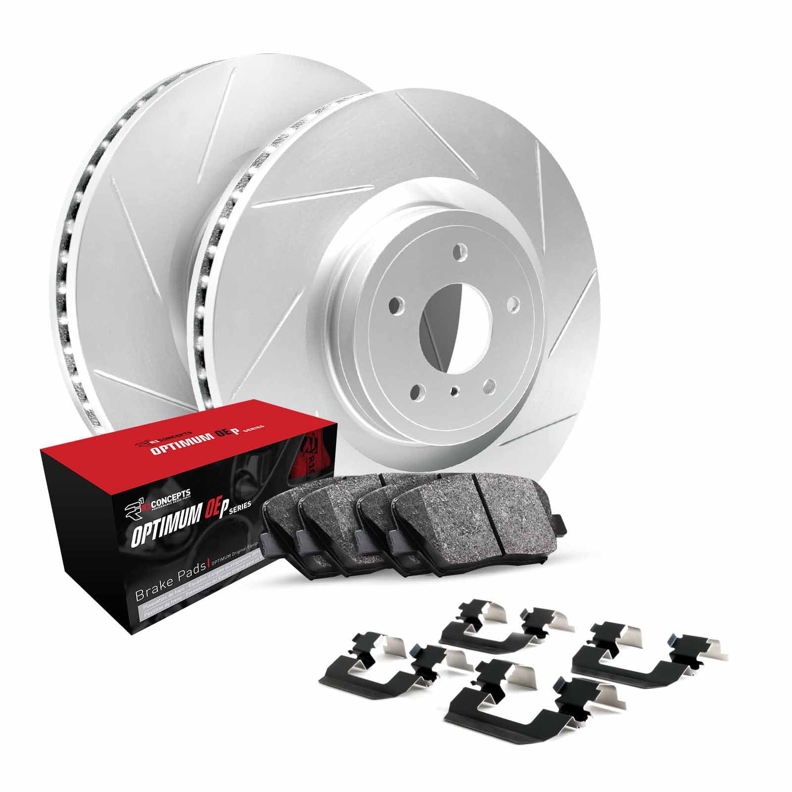 R1 Concepts Rear Brakes and Rotors Kit |Rear Brake Pads| Brake Rotors and Pads| Optimum OEp Brake Pads and Rotors| Hardware Kit|fits 2015-2022 Ford Mustang - Exclusive Design