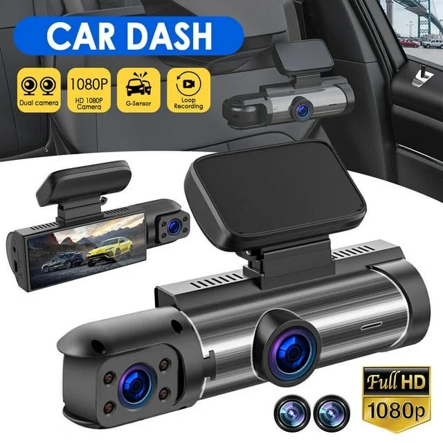Xhy Car Dash Cam Dual Lens 1080P HD DVR Front or Inside Video Camera Driving Recorder Night Vision G-Sensor, Motion Detection
