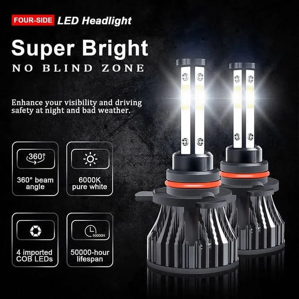 BMZONCC For Ford F-150 2015 2016 2018 2019 2020 Front LED Headlight High/Low Beam+Fog Lamp Bulbs 6000k
