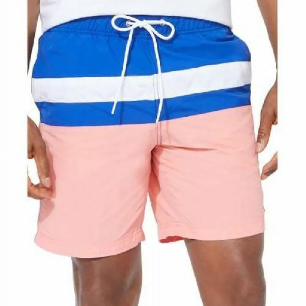 Stylish Nautica Men's Colorblocked 8" Swim Trunks T01131 in Pale Coral-Small