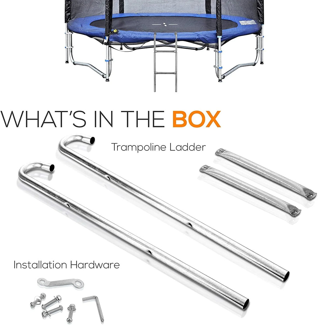 Stylish SereneLife 2 Step Weather Resistant Galvanized Steel Trampoline Access Climbing Ladder - 4.7 inch.