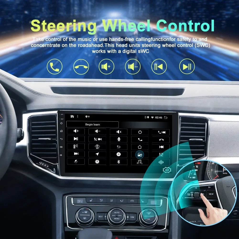 Car Radio for Toyota Highlander 2014-2019 Built-in Carplay/Android Auto, Android 10 Host 4G RAM 64G ROM with WiFi GPS Navigation Bluetooth Steering Wheel Control - Exclusive Design