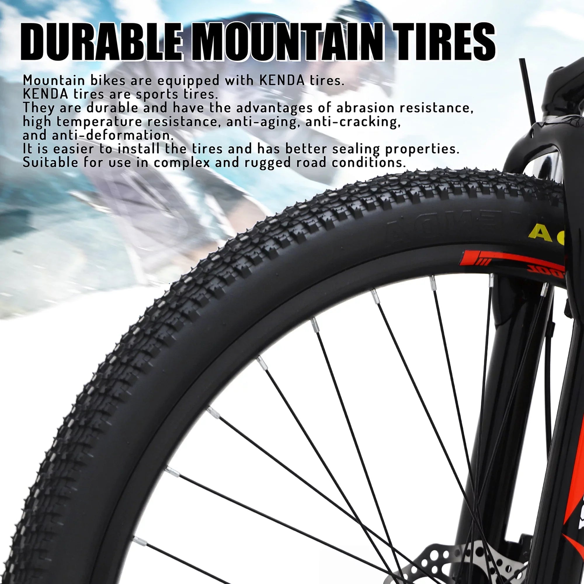 SOCOOL 26 inch Mountain Bike, Disc Brake 21 Speed Bike for Adult or Teens, Road bike with Full Suspension Fork City Bikes, Orange and Black, UF511BK