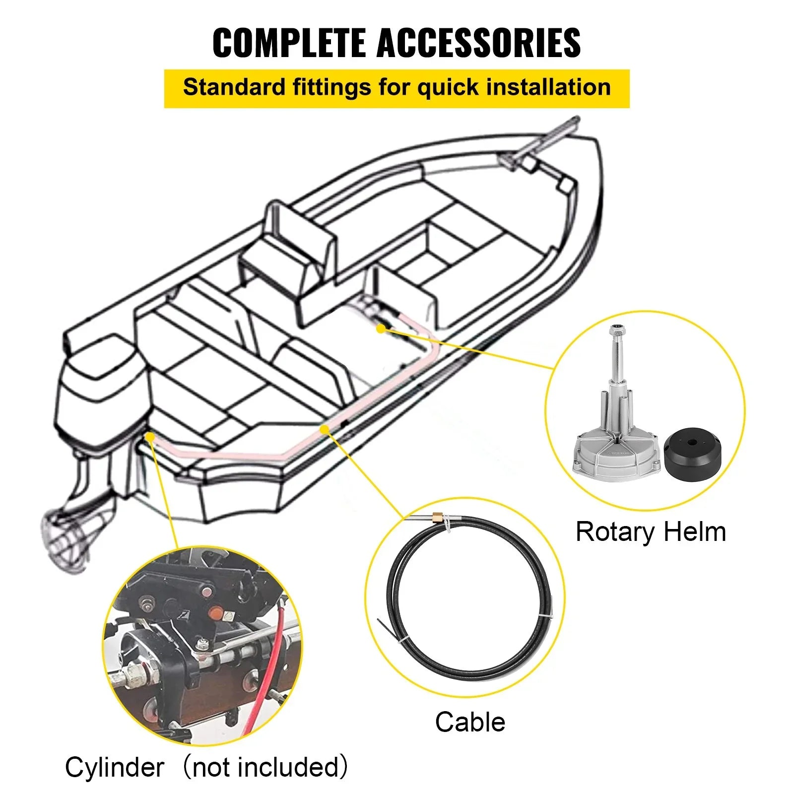 Stylish VEVOR Boat Steering Cable 14' Outboard Rotary Steering Kit