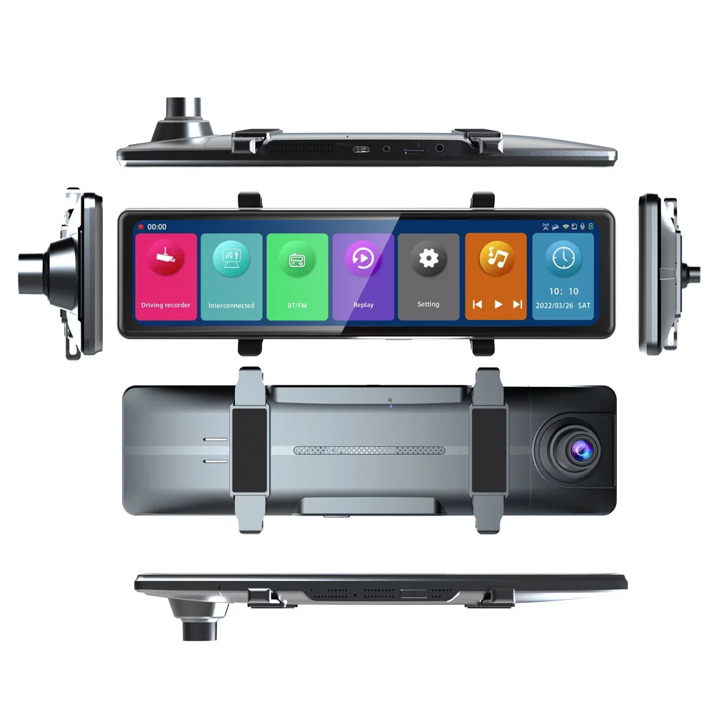 Stylish Pinnaco 3 Cameras Dash Cam 2.5K Clear Car Rearview Mirror BT Car Video Recording Camcorder Touched Screen Car Camera Recorder Auto Driving Recorder for Enhanced Safety