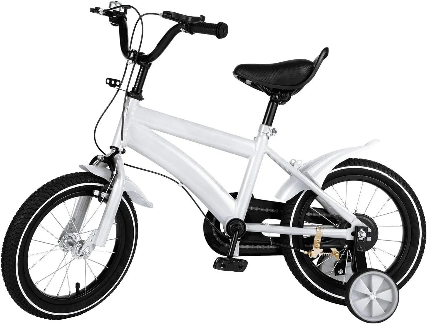 14 Inch White Kids Bike Kids Mountain Bike, Bicycle for Kids 2-4, Bicycle with Training Wheels, Adjustable Height Kids Bike for Boys/Girls, Multiple Colors - Exclusive Design
