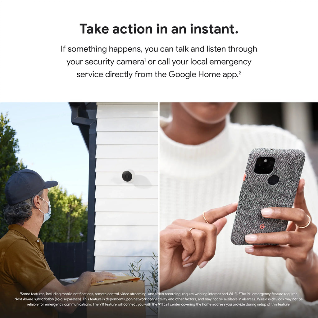 Stylish Nest Camera (outdoor or indoor, battery) 1pk White