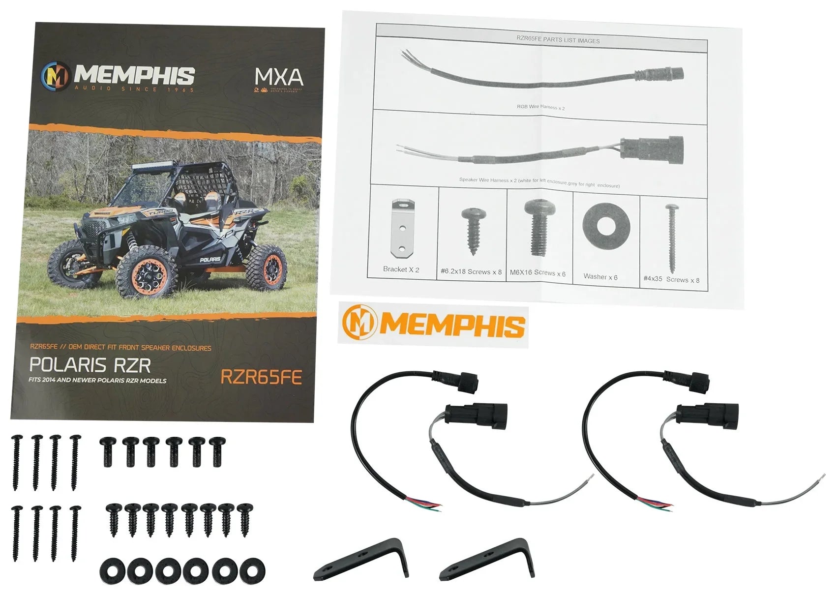(2) Memphis Audio RZR65FE Pods+LED Tower Speakers+Amp For 2014+ Polaris RZR - Exclusive Design