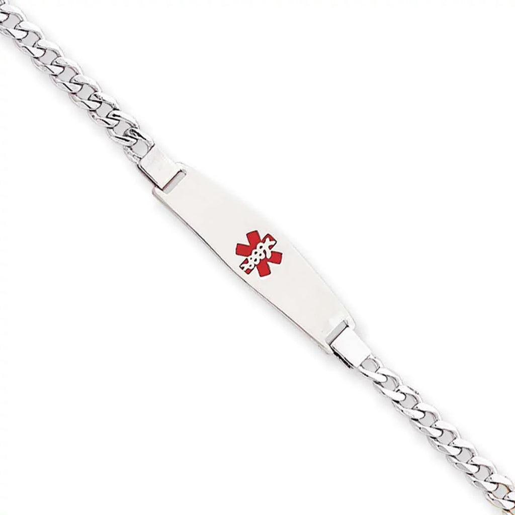 Primal Silver Sterling Silver Rhodium-plated Medical ID Curb Link Bracelet - Exclusive Design