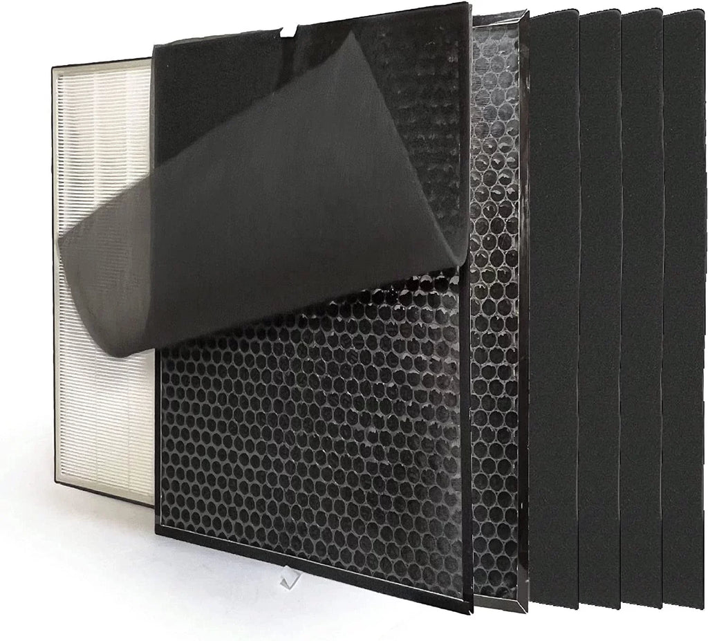 Stylish HEPA Filter Carbon Replacement Set For Air Dr. Air Purifier AD3000 AD3000M Includes (1) HEPA (2) Carbon VOC Filters (4) Pre Filters